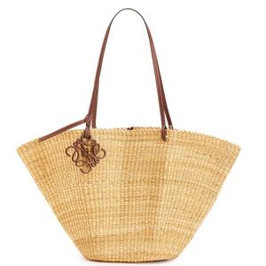 Loewe Shell Basket bag in elephant grass and calfskin